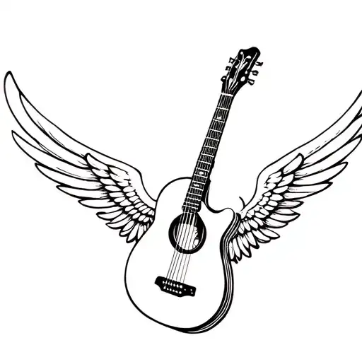 small guitar with wings memorial tattoo tattoo design idea