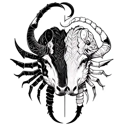 Taurus and scorpio zodiac sign mixed together tattoo design idea