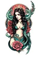 siren evil beautiful tattoo design idea
