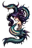 siren evil beautiful tattoo design idea
