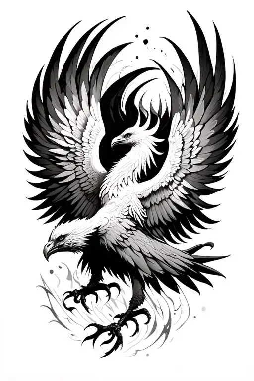 phoenix flying tattoo design idea