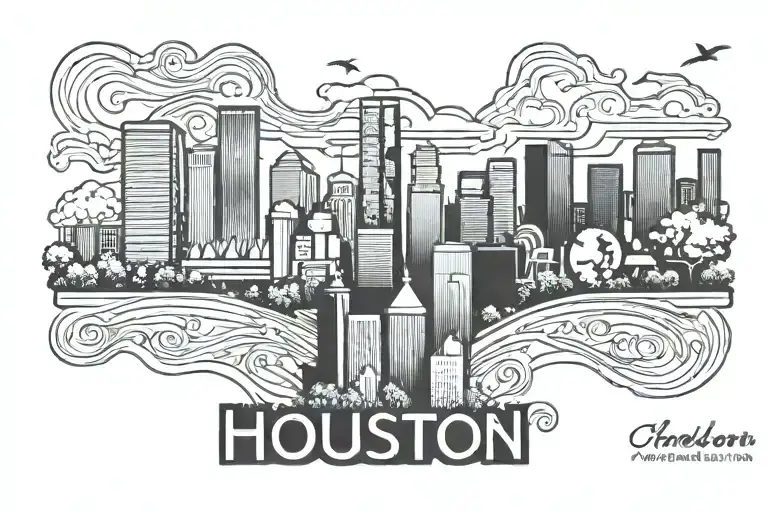 Houston skyline tattoo design idea