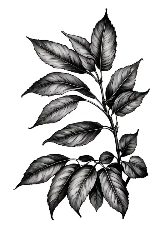 mango leaves through the window tattoo design idea