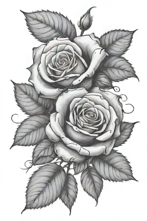 climbing rose wrapped around a Hazel branch  tattoo design idea