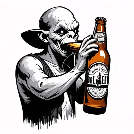 casper drinking a beer bottle tattoo design idea