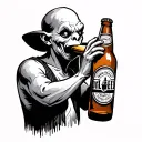 casper drinking a beer bottle tattoo design idea