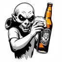 casper drinking a beer bottle tattoo design idea
