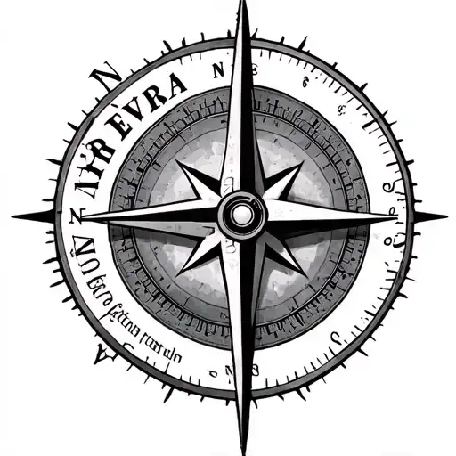 only Half of a compasss with the other side have the name Rivera tattoo design idea