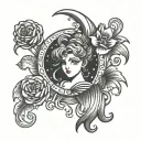 sailor moon sign tattoo featuring sailor Jupiter sign with a ruby water Lilly  tattoo design idea