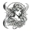 sailor moon sign tattoo featuring sailor Jupiter sign with a ruby water Lilly  tattoo design idea