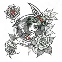 sailor moon sign tattoo featuring sailor Jupiter sign with a ruby water Lilly  tattoo design idea