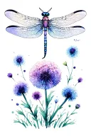 Dragonfly Dandelion tattoo design idea