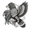 LION WITH RAVEN WITH WINGS tattoo design idea