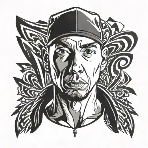 eminem face portrait tattoo design idea
