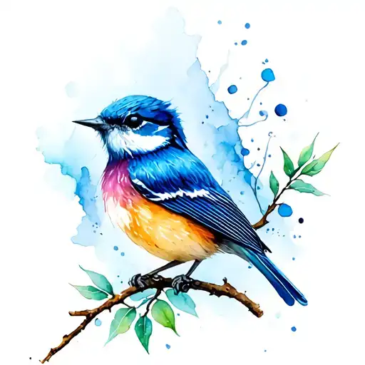 blue wren bird tattoo design idea