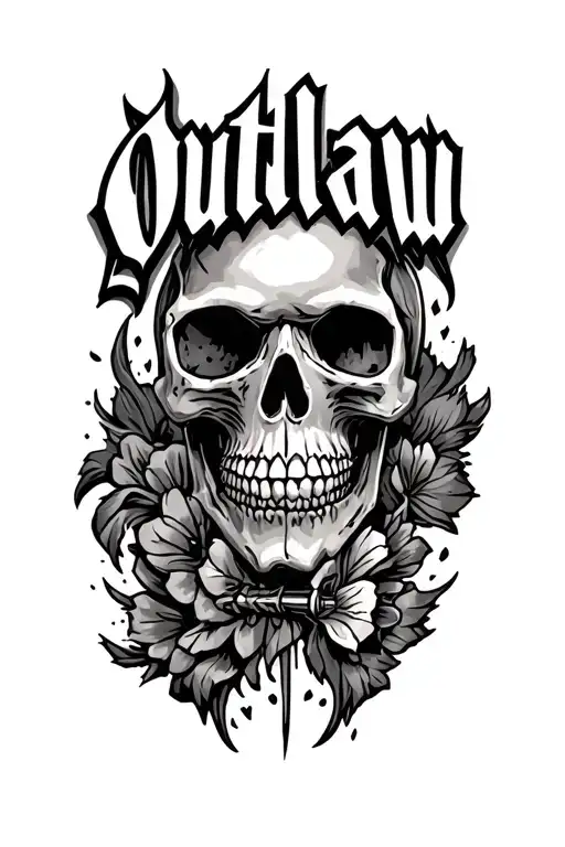 "Outlaw " outlaw skull tattoo design idea