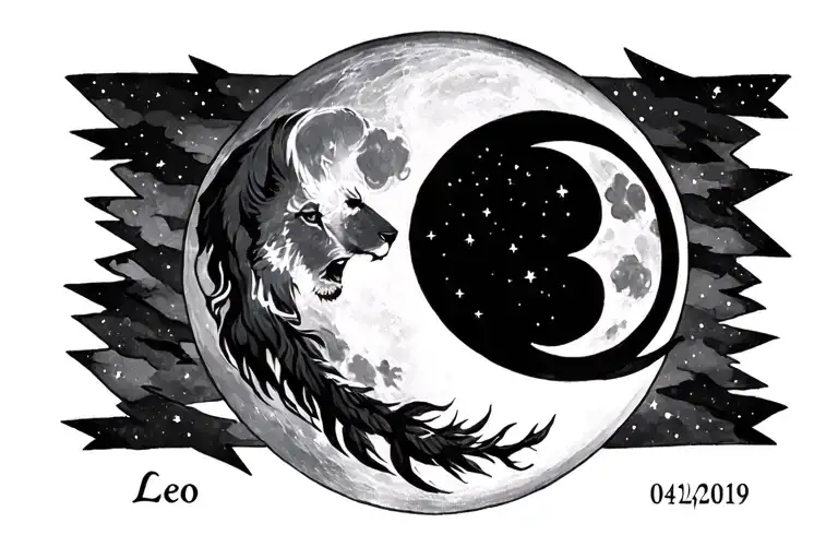 moon and first name Leo born on 04/12/2019 tattoo design idea