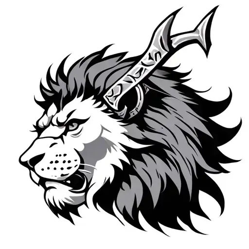lion and viking style tattoo featuring tattoo design idea