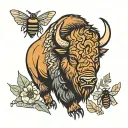 bison, bee, bear tattoo design idea