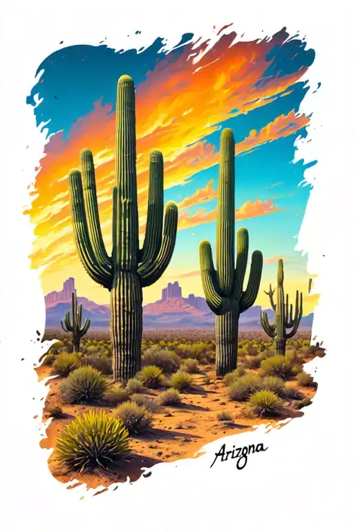 Arizona desert landscape tattoo design idea