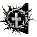 crown of thorns with a cross tattoo design idea