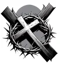 crown of thorns with a cross tattoo design idea