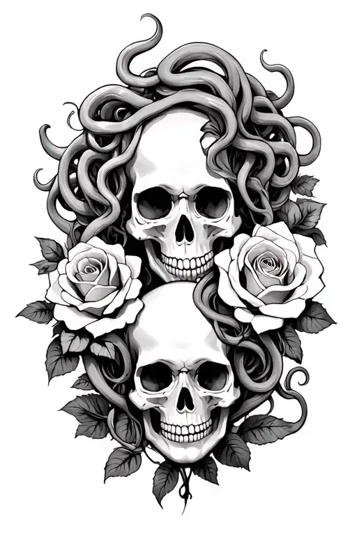 skulls roses infinity Medusa Lillie's  tattoo design idea