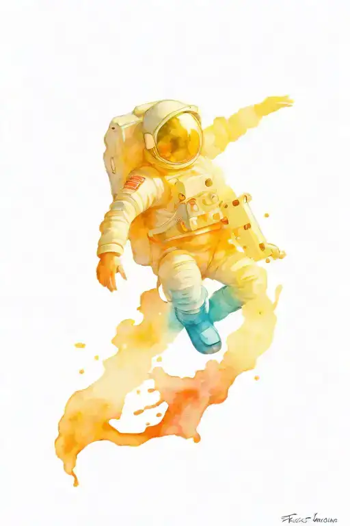 astronaut floating in space tattoo design idea