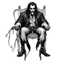 black American vampire king sitting alone tattoo design idea