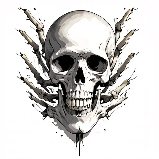 bones and flesh tattoo design idea