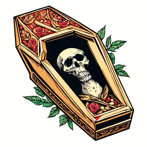 coffin tattoo design idea