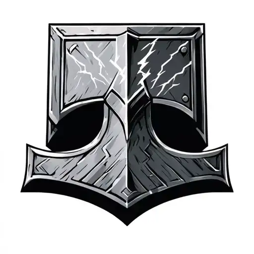 thor hammer and lightning tattoo design idea