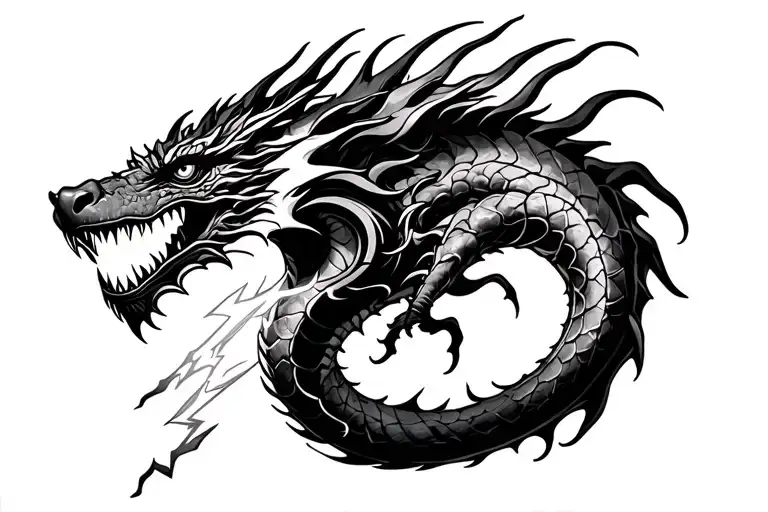 dragon with lightning tattoo design idea