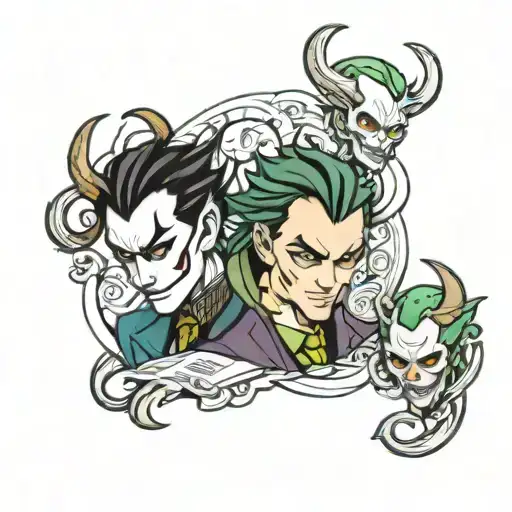 loki +  joker tattoo design idea