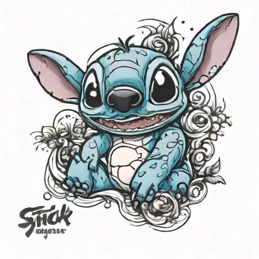 stich cartoon character tattoo design idea