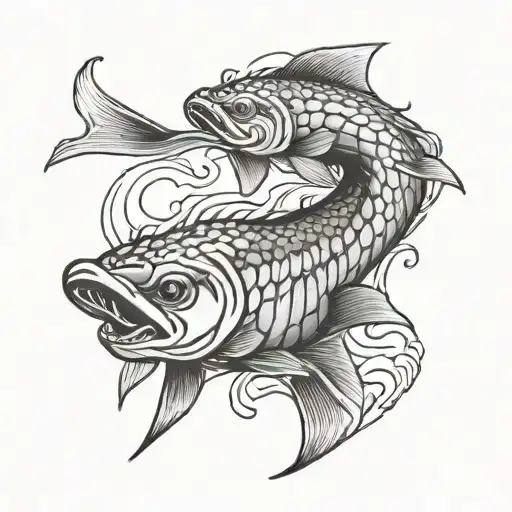silver pike stream tattoo design idea