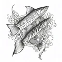 silver pike stream tattoo design idea