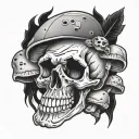 Skull Mushroom tattoo design idea