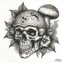 Skull Mushroom tattoo design idea