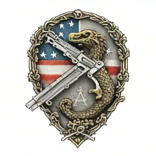 gadsden flag made of pistols tattoo design idea