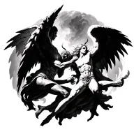 angels vs demons fighting tattoo design idea