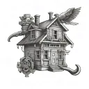 carpenter building tattoo design idea