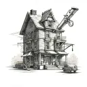 carpenter building tattoo design idea