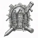 carpenter building tattoo design idea