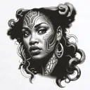 beautiful African American woman vs Medusa African American one face half tattoo design idea