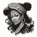beautiful African American woman vs Medusa African American one face half tattoo design idea