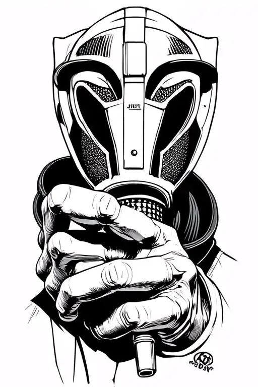of the legendary rapper MF Doom holding a micofone  tattoo design idea