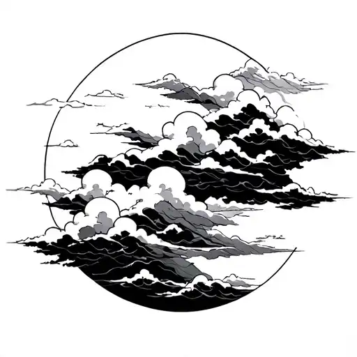 akatsuki clouds on front of leg less shading more free and spread out tattoo design idea