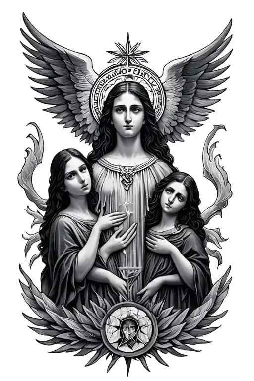 7 heavenly virtues tattoo design idea