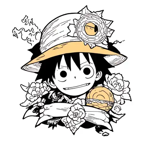one piece anime inspired scene logo style tattoo tattoo design idea
